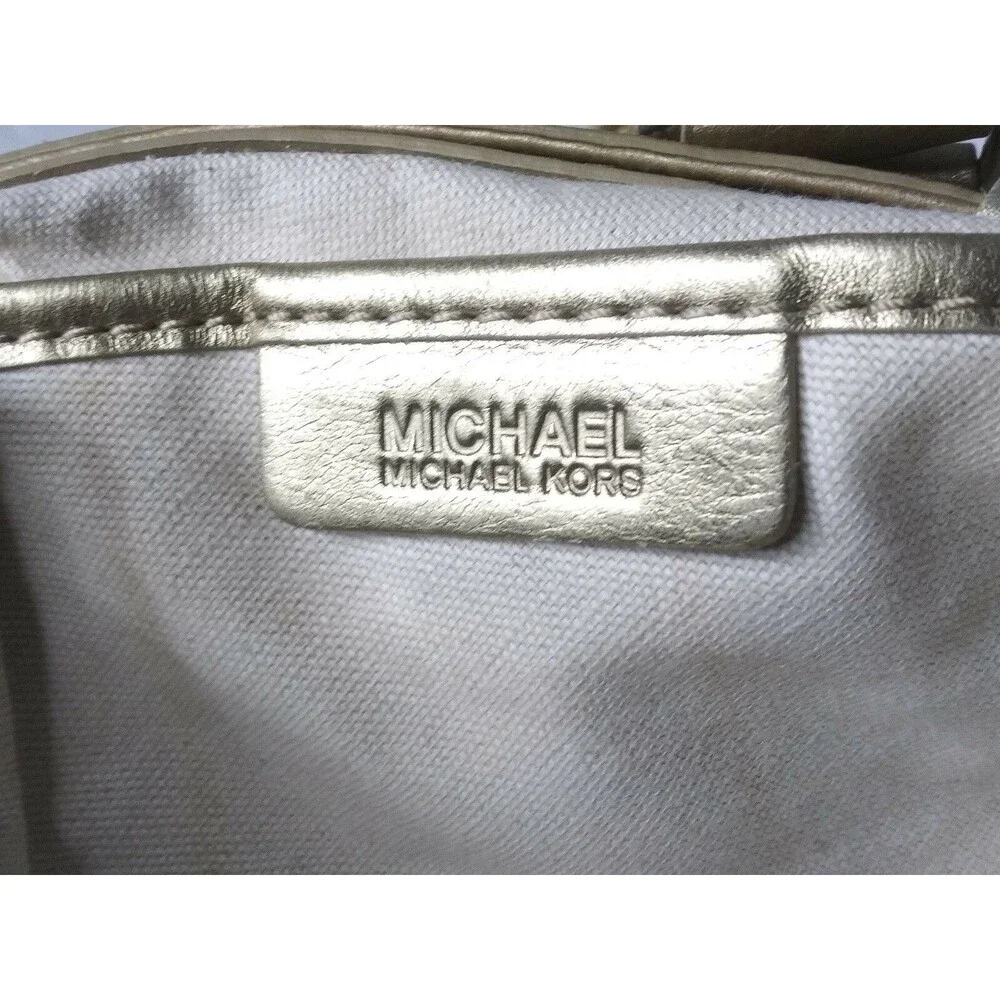 Michael Kors Brookville Shopper Leather Tote Handbag Golden Bronze Vintage Y2K
